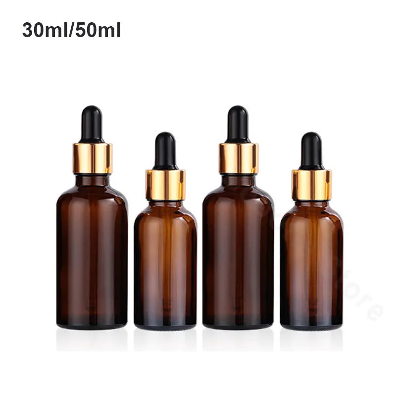 28PCS 30ml/50ml Essential Oil Glass Aromatherapy Liquid Drop for Massage Pipette Bottles Refillable Gold Silver Black Dropper