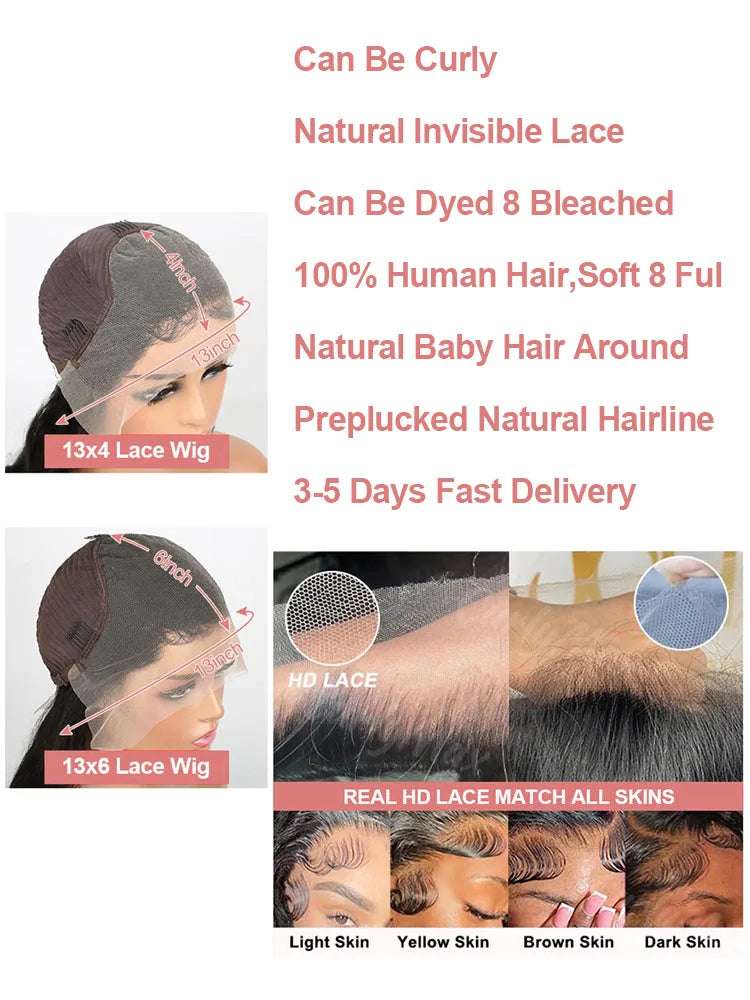 36 40 Inch 13x6 Hd Lace Frontal Human Hair Wig 13x4 Body Wave Human Hair Wigs For Women Pre Plucked Lace Front Human Hair Wig ﻿