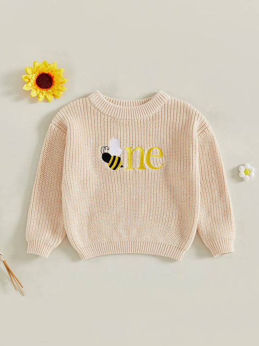 Toddler Girl Winter Sweater Cute Animal Embroidery Long Sleeve Crew Neck Cozy Birthday Knitwear Warm Pullover Jumper