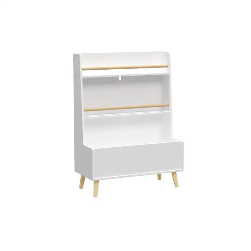White Kids Bookshelf and Organizer for Books, Magazines, and Toy Storage Cabinet