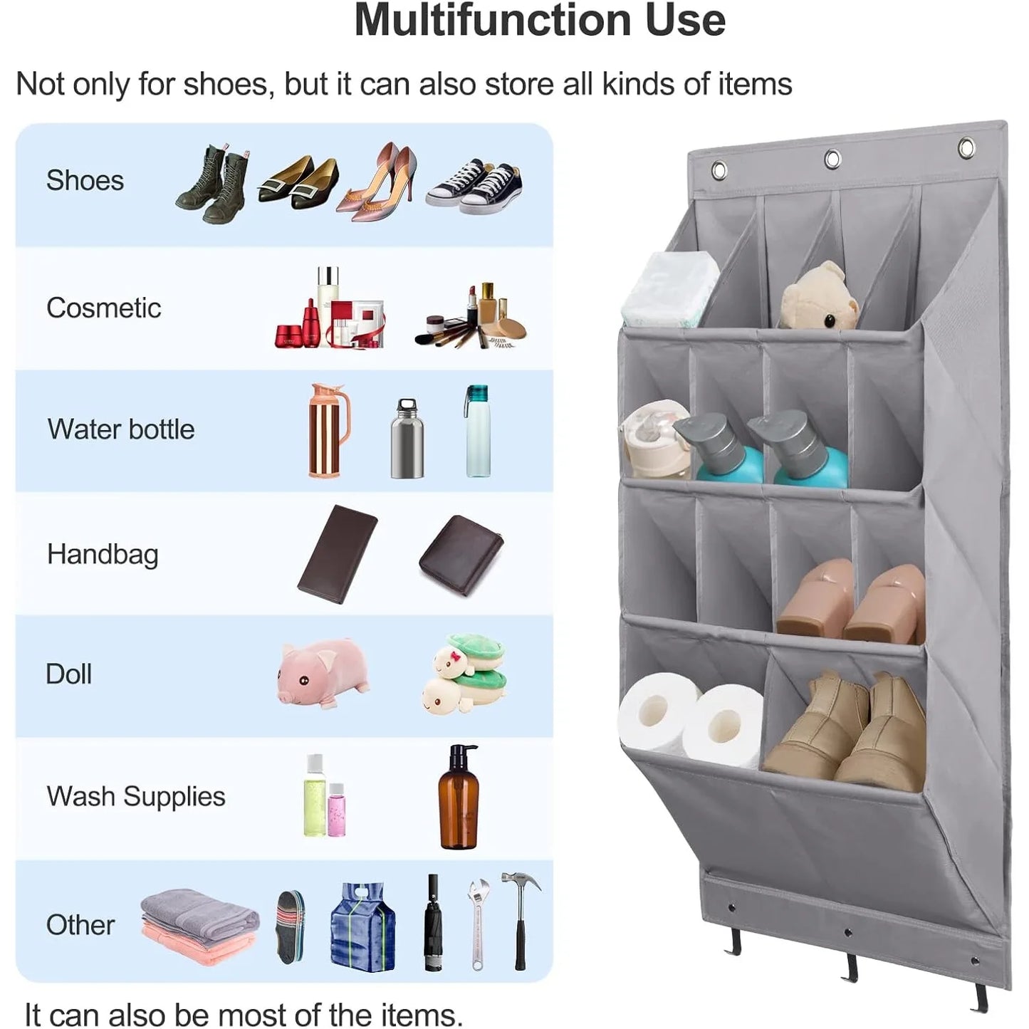 2 Pack Over the Door Shoe Organizer, Hanging Shoe Organizer Rack,24 Large Pockets and 4 Larger Storage Various Compartments