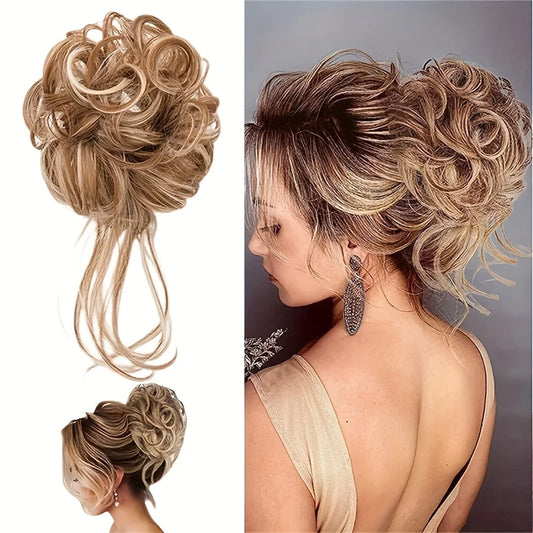 Synthetic Heat Resistant Fiber Curly Wavy Hair Messy Bun Chignon Claw Clip About 10 Inch For Women And Girls Daily Party Wedding