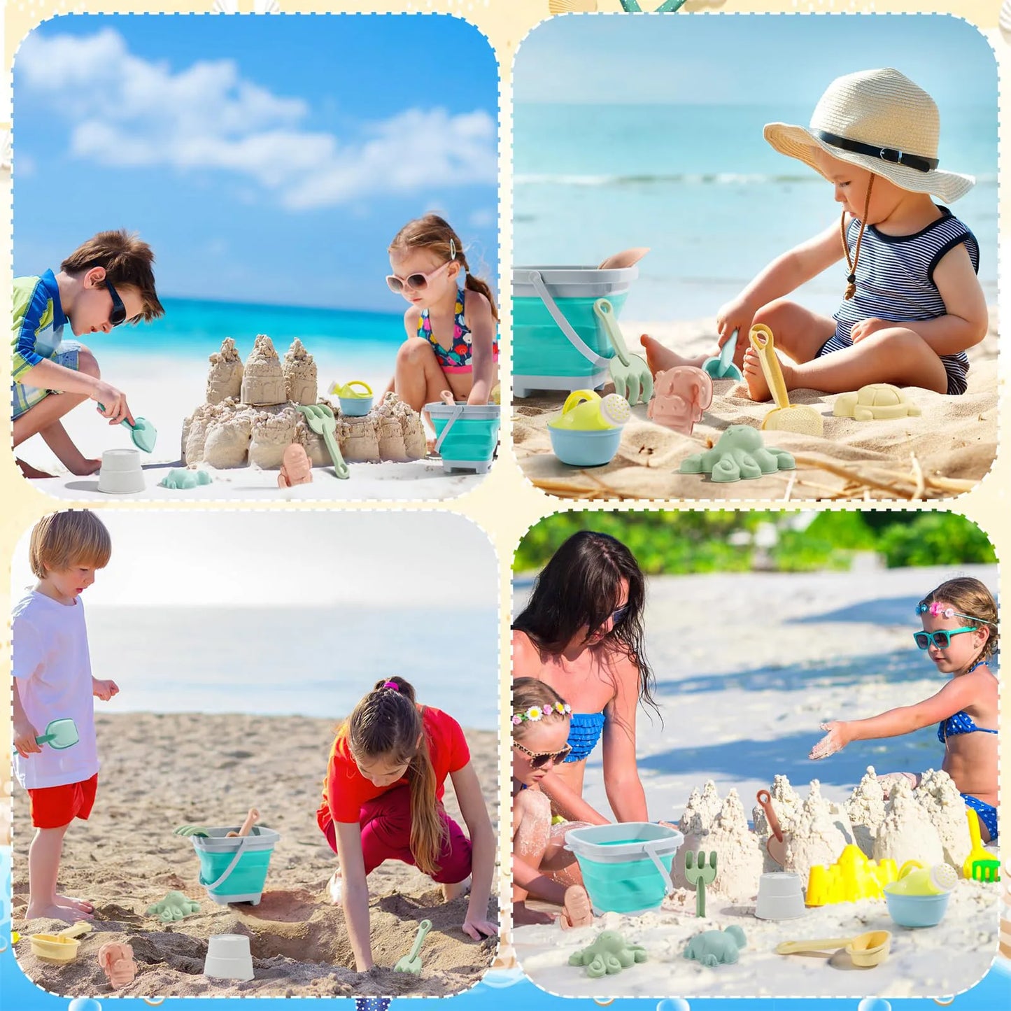 Kids Beach Bucket Shovel Sand tools Set Multifunctional Digging Sand Bucket Shovel Toys for Baby Outdoor Beach Park Toys