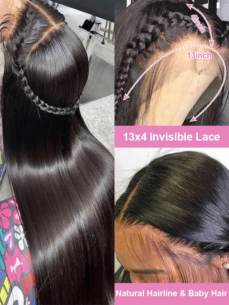 300 Density 13x4 13x6 HD Bone Straight 40 46 50 Inches Lace Front Human Hair Wigs Brazilian 7x5 Wear Go Glueless Wigs For Women