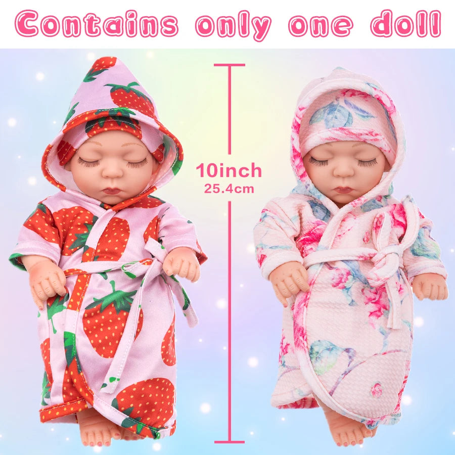 Mini 12Inch/30CM Baby Doll+4pec Clothes Set Cute Soft Robe Pajamas Washable Lifelike Simulation Cuddle Reborn Doll Girl Toy Gift