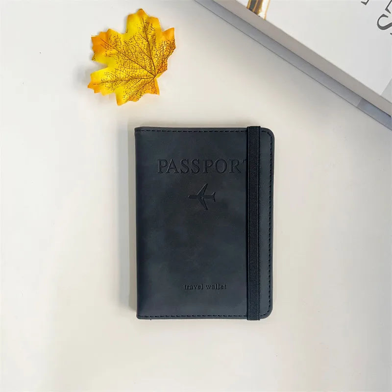 Women Men Vintage Business Passport Covers Holder Multi-Function ID Bank Card PU Leather Wallet Case Travel Accessories
