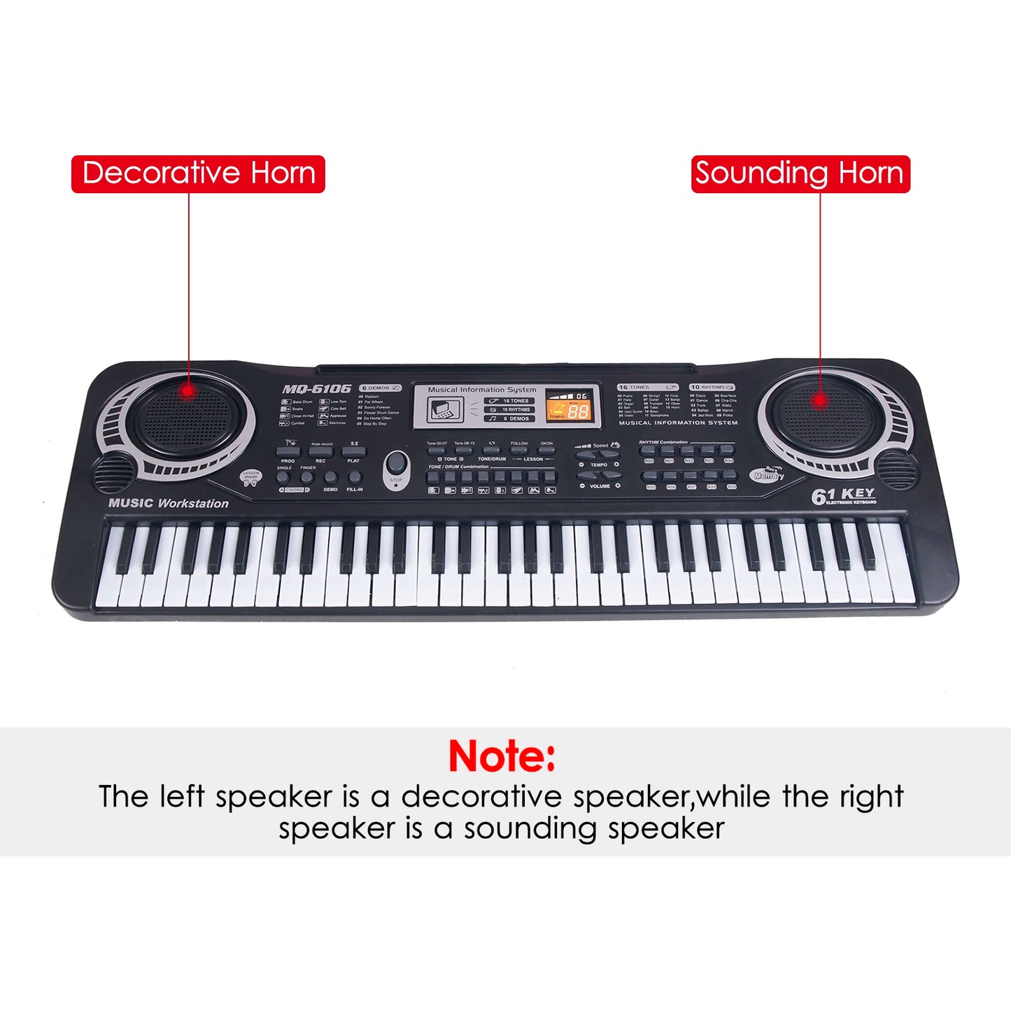 61 Keys Black Digital Music Electronic Keyboard Electric Piano Kids Musical Instrument 61 Keys Electronic Keyboard