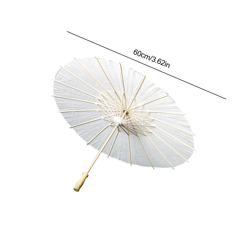 60cm Oiled Paper Umbrellas Chinese Wooden Handle White Paper Umbrella Parasol DIY Rustic Photography Props for Party Wedding