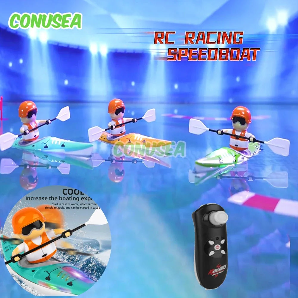 Rc Boats Racing Electric Speedboat Toys 2.4G Remote Control Boat Paddling Kayak Race Ship Outdoor Games Water Toys for Boys Kids