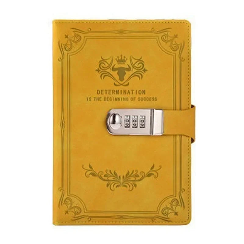 A5  Retro Password Book with Lock Diary Thickened Creative Hand Ledger Student Notepad Stationery Notebook Binder