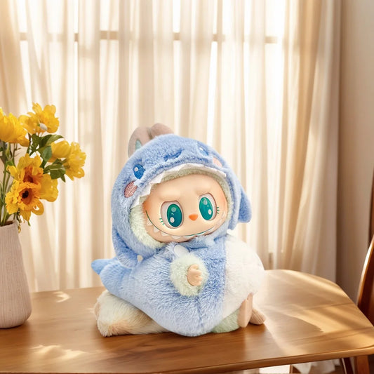 DIY Cute Clothes For 17cm Labubu Pendant Sitting Doll Shark Bee Dinosaur Mini Dolls Accessories Cartoon Clothes Decoration