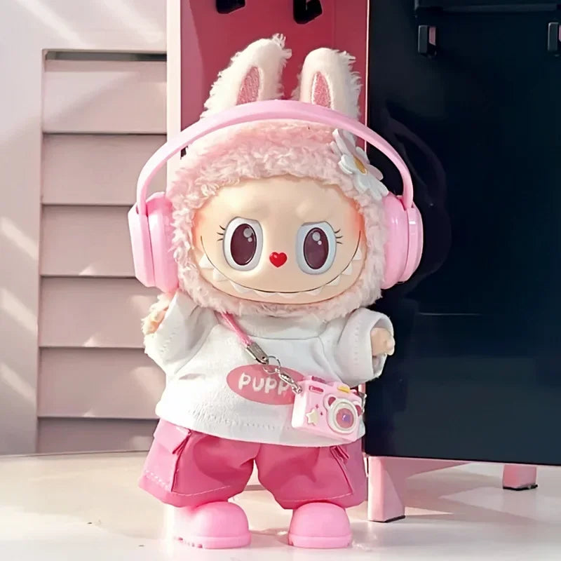 For 17cm labubu Cute Decoration Little Cloths v1/v2/v3 baby clothes cool sweater doll can be worn for labubu accessorie