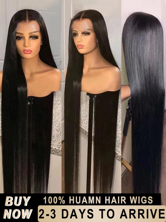 200 Density Brazilian 30 40 Inch Bone Straight 13x5 13x6 HD Lace Front 100% Human Hair Wigs Black Raw Lace Frontal Wig For Women