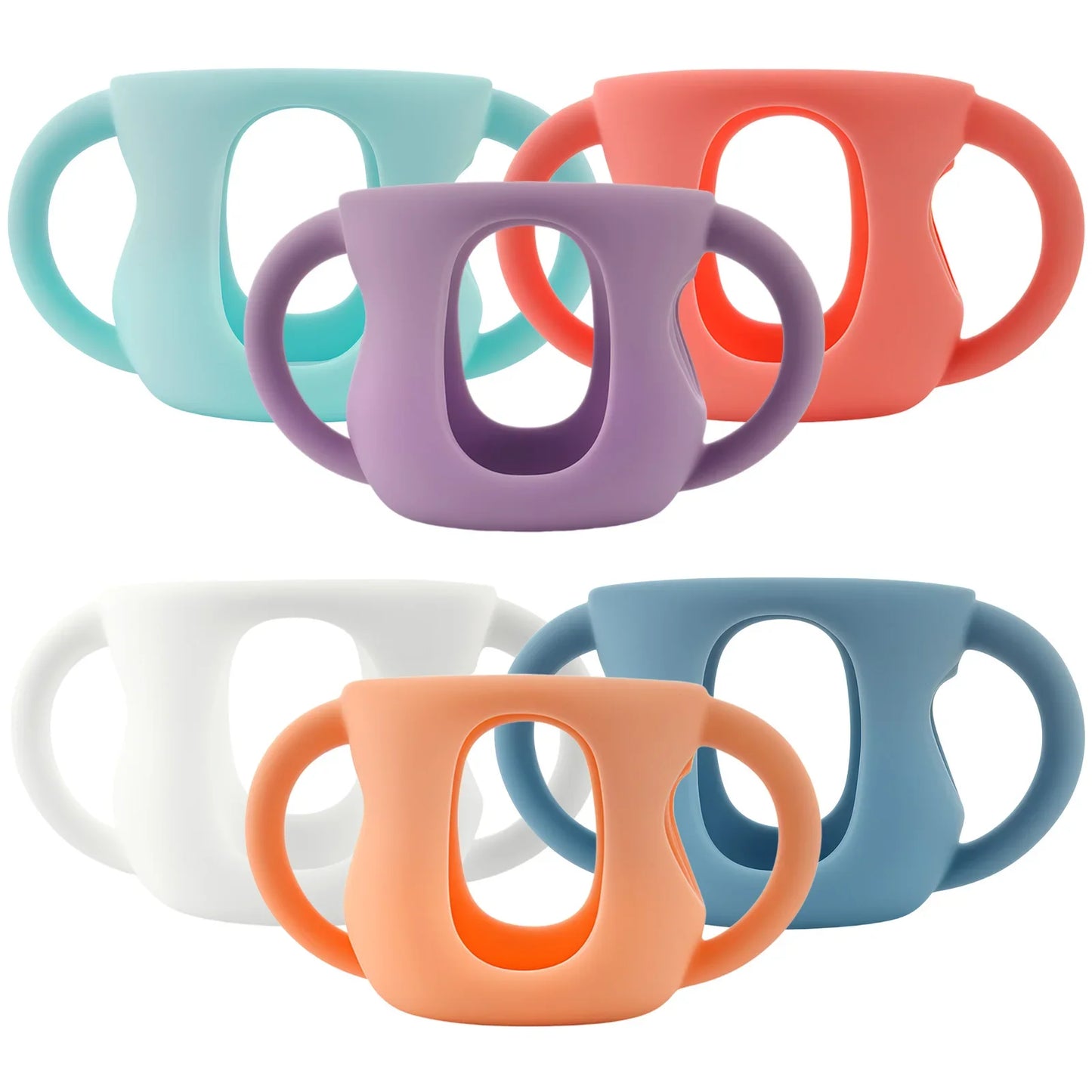 6Pcs Silicone Sleeves Silicone Baby Bottle Cover with Handle Anti Slip Heat Resistant Glass Bottle Sleeve 120/240ml Bottle Cover