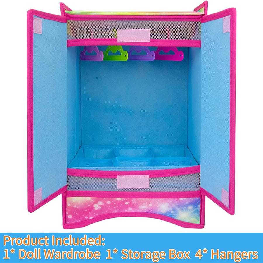 Doll Wardrobe Plastic Portable Closet Dollhouse Furniture For 18 Inch & 43 Cm American Doll Clothes Set Doll Clothes Storage