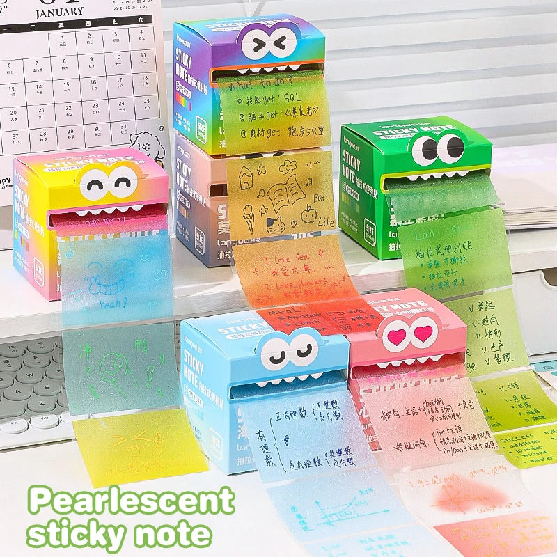 105Sheets Pull-out Sticky Notes Portable Sticky Notes Transparent Colorful Sticky Notes Waterproof Self-Adhesive Sticky Notes