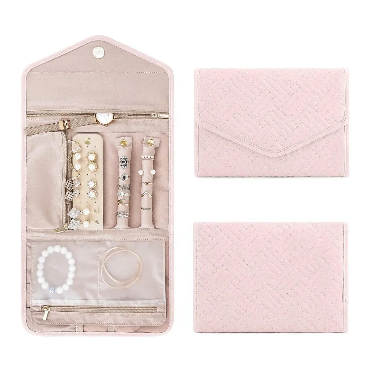 Foldable Fashion Portable Jewelry Bag, Large Women's Travel Jewelry Roll, Necklace Earring Ring Jewellery Display Storage Bag
