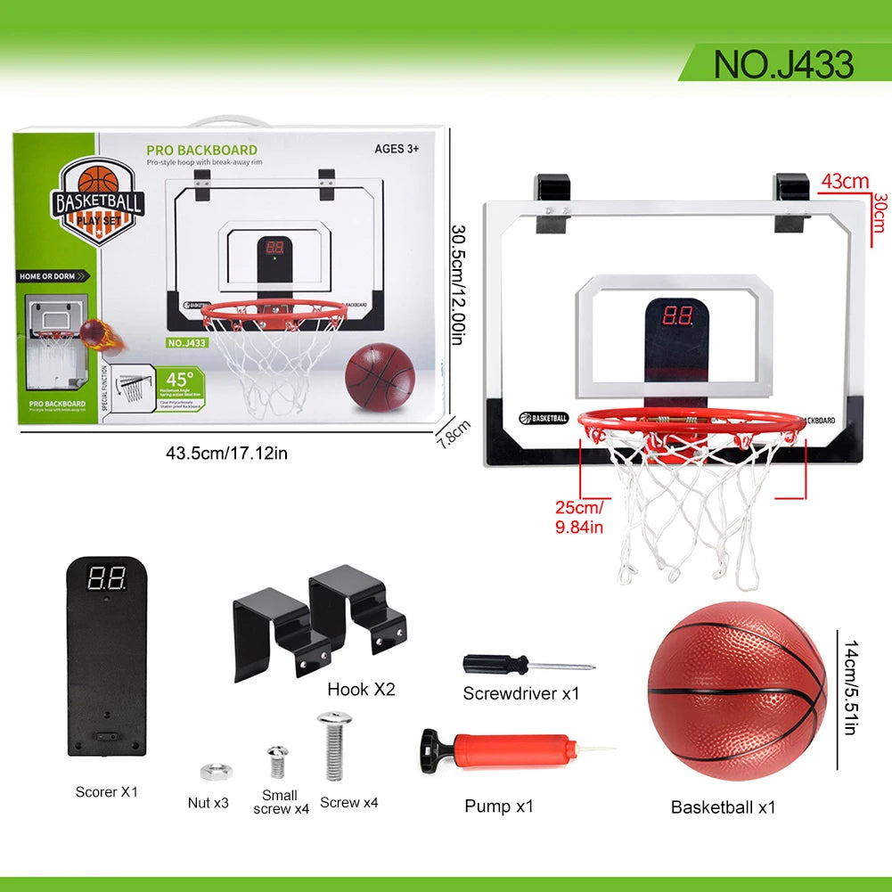 Kids Mini Basketball Hoop With Electronic Scoreboard Ball Sport Backboard Outdoor Indoor Excersise Accessory Funny Game To ys ﻿
