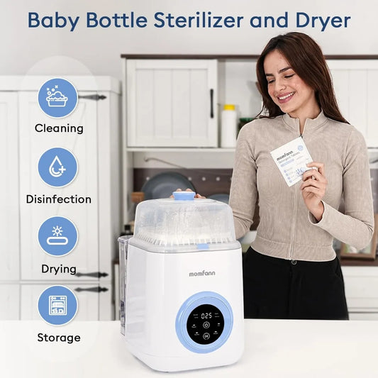 4 in 1 Baby Bottle Washer with 2 Wash Time, Baby Bottle Sterilizer and Dryer, Save time & Effort, Easy to Use, Blue