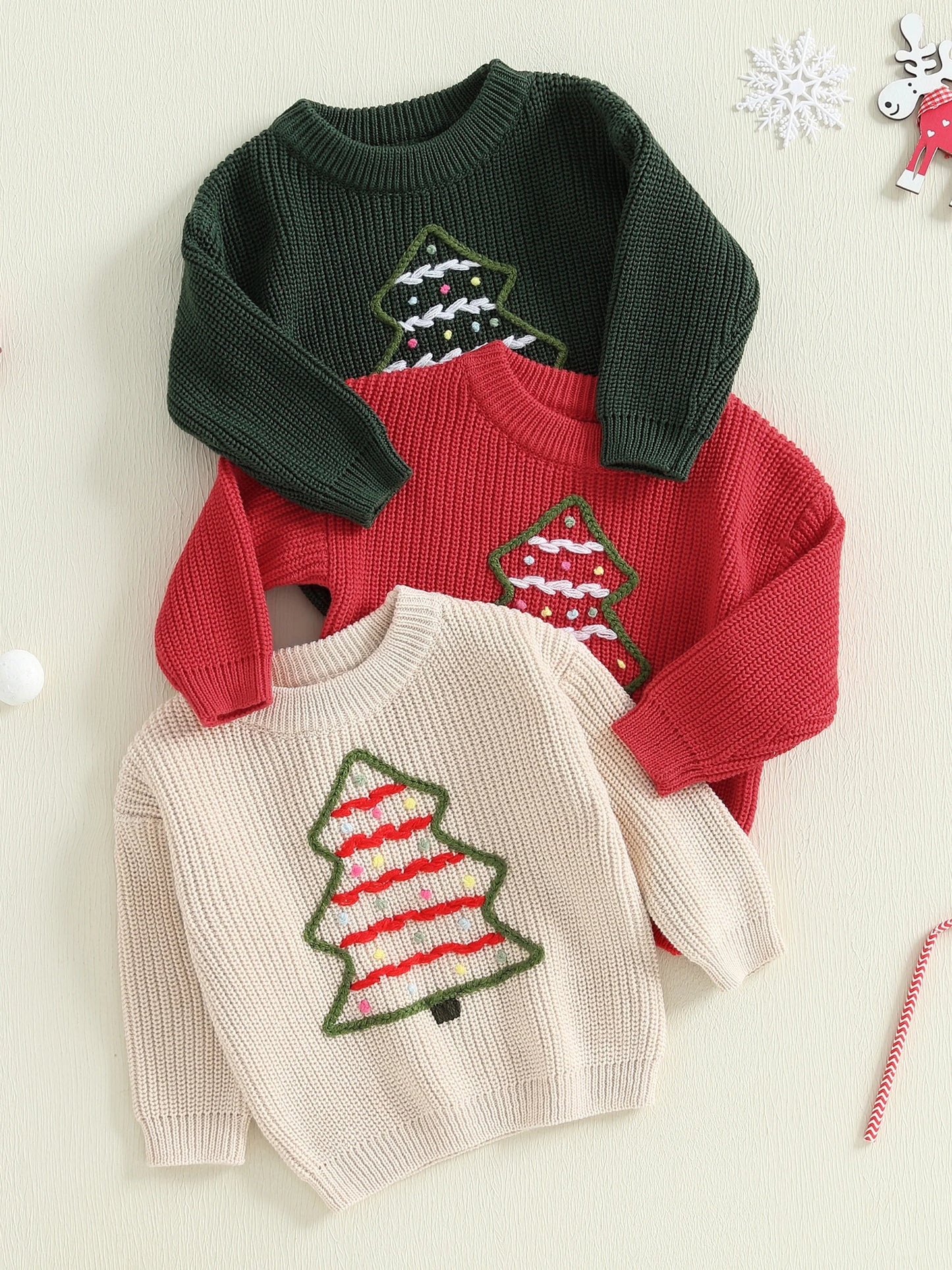 Infant Holiday Reindeer Sweater Festive Snowflake Patterned Knit Pullover for Baby Boys and Girls in Winter Season
