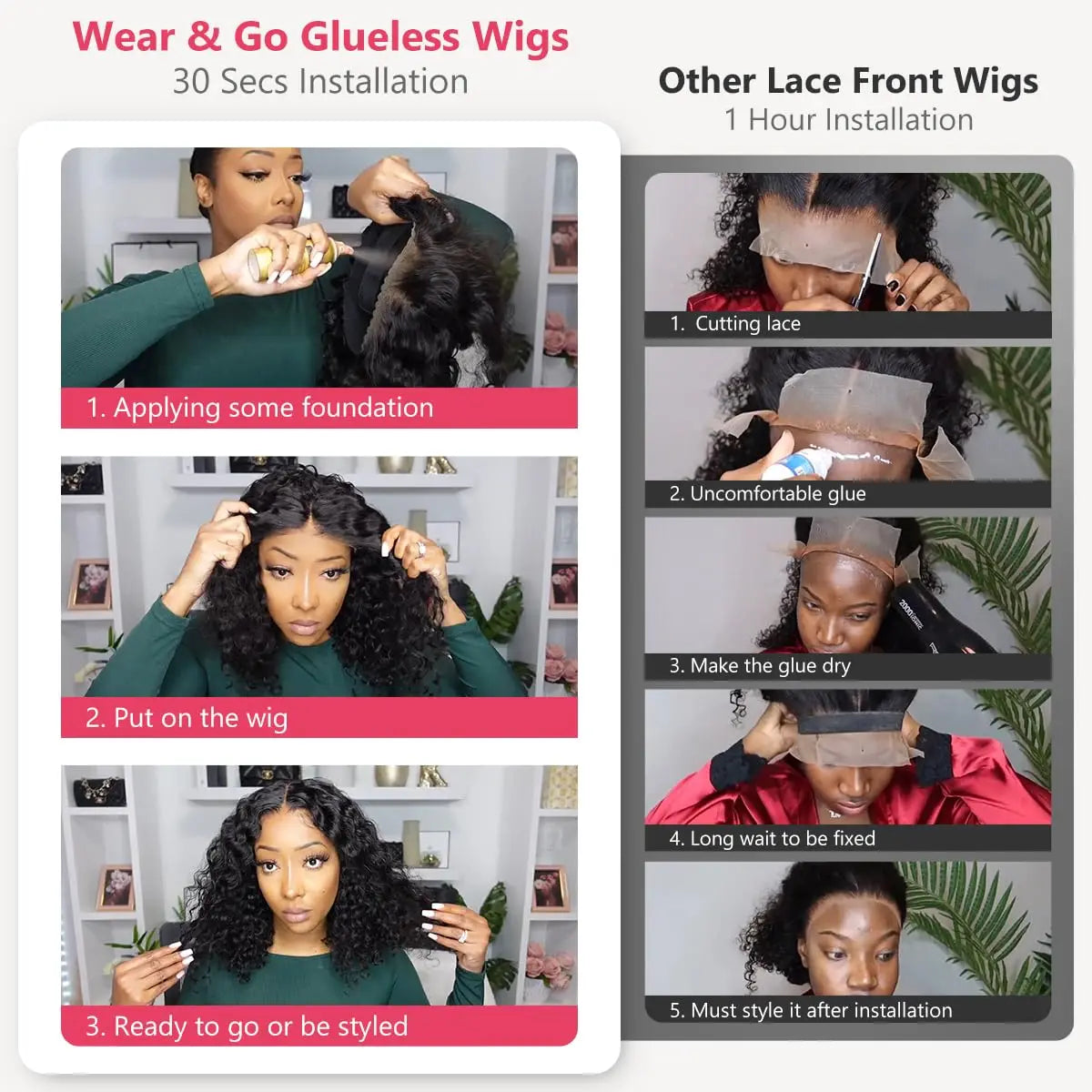 180 Density Natural Color Short Bob 100% Human Hair Wig 13x4 Lace Frontal Human Hair Deep Wave Curly Brazilian Wigs For Women
