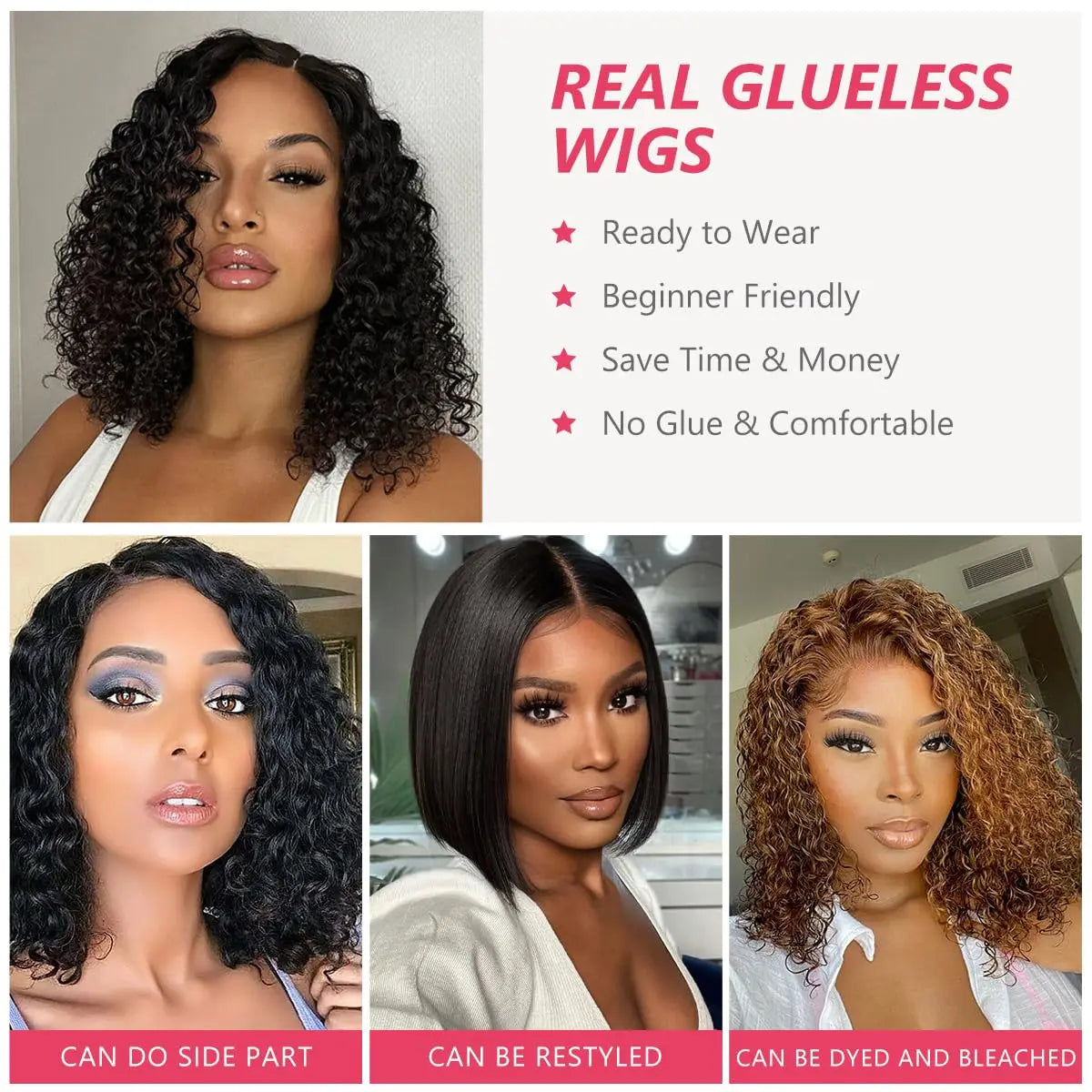 180 Density Natural Color Short Bob 100% Human Hair Wig 13x4 Lace Frontal Human Hair Deep Wave Curly Brazilian Wigs For Women