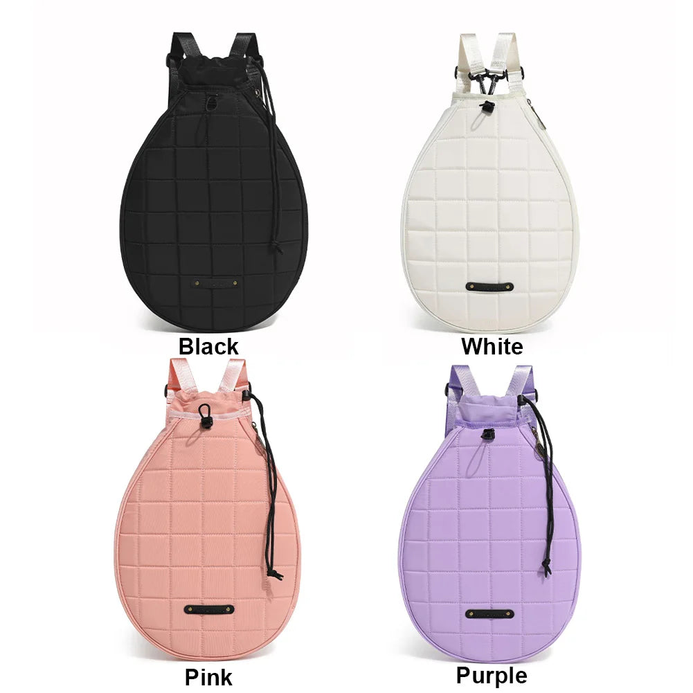 Quilted Tennis Backpack Waterproof Portable Badminton Racquet Bag Zipper Closure Tennis Racquet Crossbody Bag for Women Men