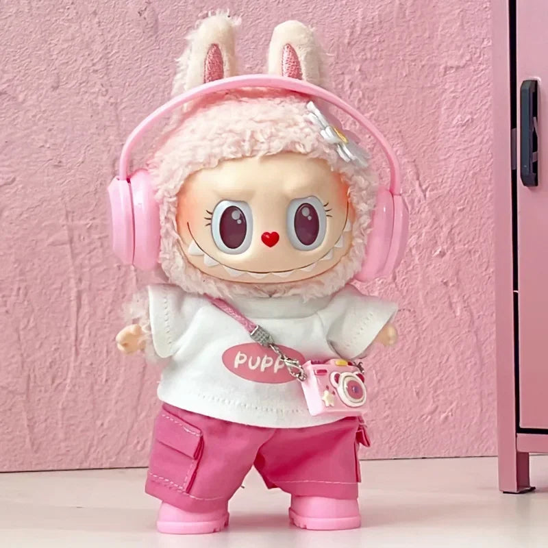 For 17cm labubu Cute Decoration Little Cloths v1/v2/v3 baby clothes cool sweater doll can be worn for labubu accessorie