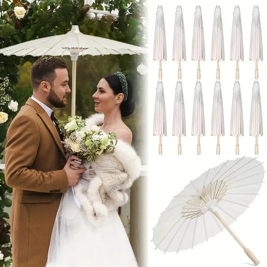 60cm White Paper Umbrellas Parasol Paper Umbrella Chinese Japanese Oiled Paper Umbrella Decorative DIY Painting Party Wedding