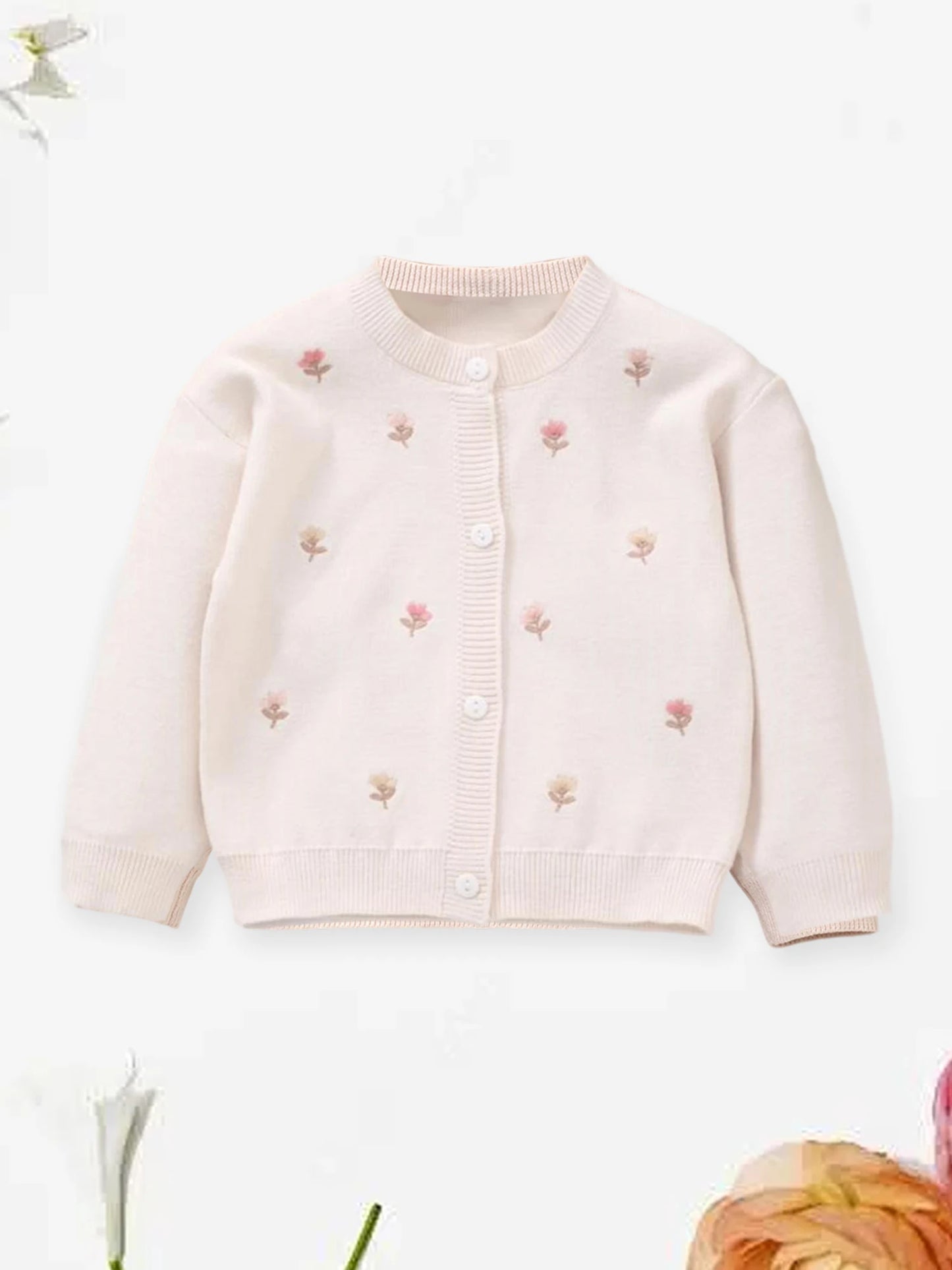 Toddler Girl Hooded Sweater Soft Knit Pullover with Cute Animal Embroidery Long Sleeve Button Closure Winter Coat for Baby