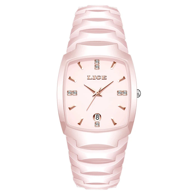 LIGE Fashion Luxury Woman Watch Simple Elegant Stainless Steel Casual Quartz Watches for Women Calendar Ladies Romantic Gift New