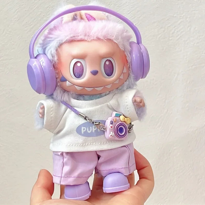 For 17cm labubu Cute Decoration Little Cloths v1/v2/v3 baby clothes cool sweater doll can be worn for labubu accessorie