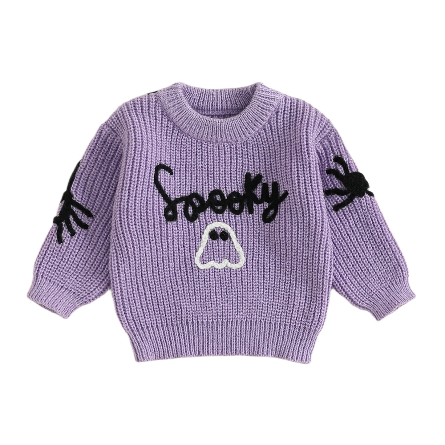 Baby Halloween Sweater Toddler Pumpkin Embroidery Pullover Infant Warm Crewneck Long Sleeve Tops for Boys and Girls