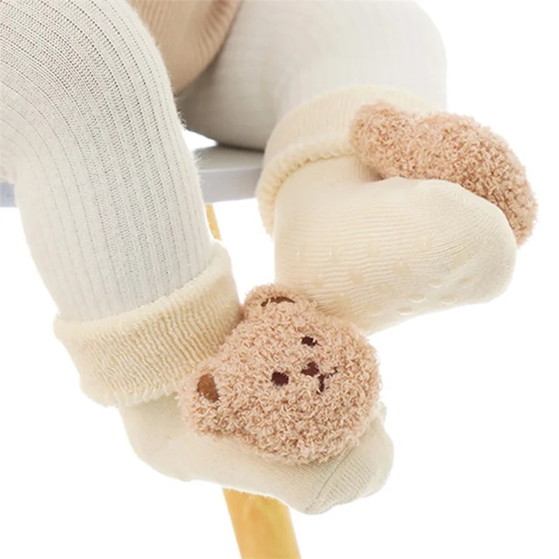 Cute Toddler Fleece Lined Slipper Socks with Non-Slip Grips for Boys and Girls - Cozy Winter Socks for Infants and Babies