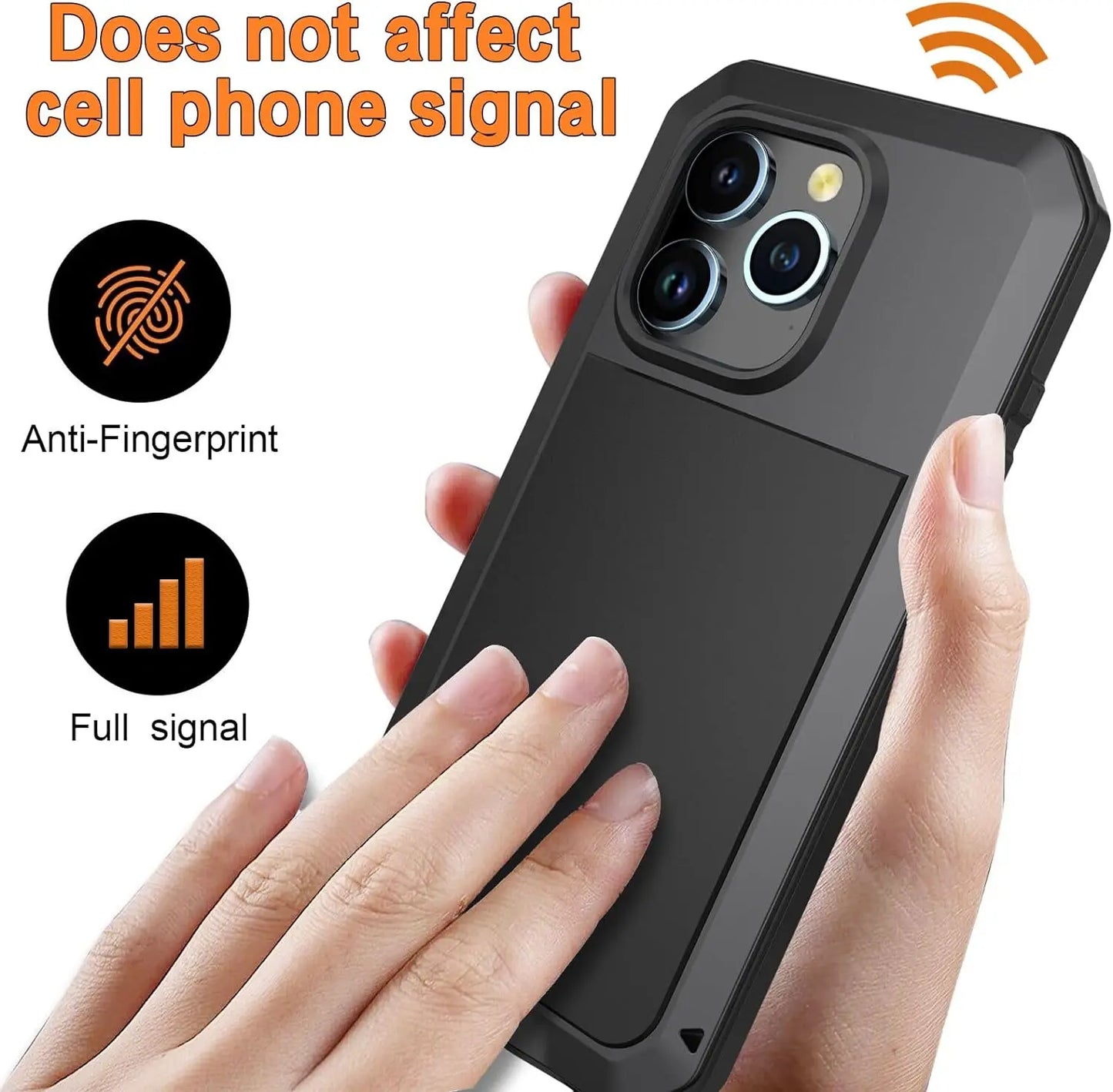For iPhone 15 14 13 12 11 Pro Max XS XR 8 7 Plus Aluminum Metal Tank Case Heavy Duty Shockproof Rugged Armor Cover Screen Film