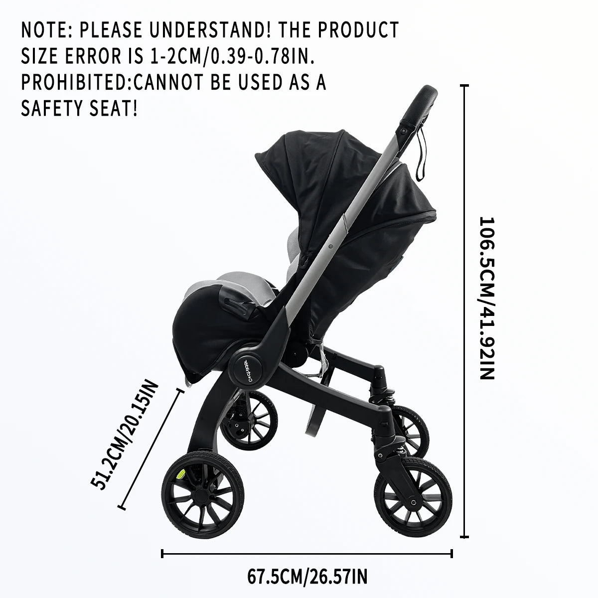 Newborn travel car, lightweight and foldable, adjustable handle, can be pushed in both directions, Can Be Used As A Mother's Da