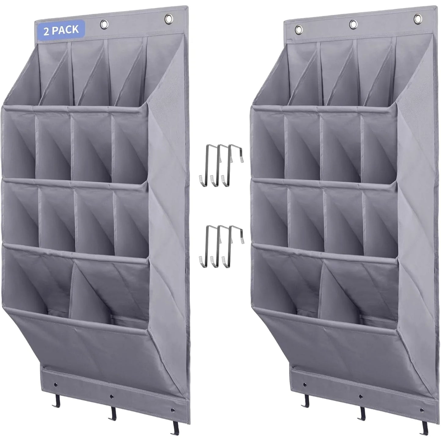 2 Pack Over the Door Shoe Organizer, Hanging Shoe Organizer Rack,24 Large Pockets and 4 Larger Storage Various Compartments