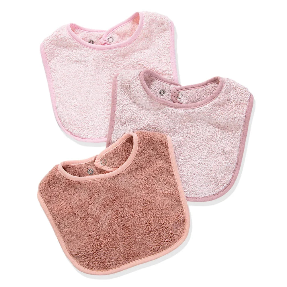 Solid Terry Towel Baby Bibs Sweet Cotton Saliva Towel Adjustable Korean Kids Boys Girls Pocket Bandanas Feeding Burp Clothes
