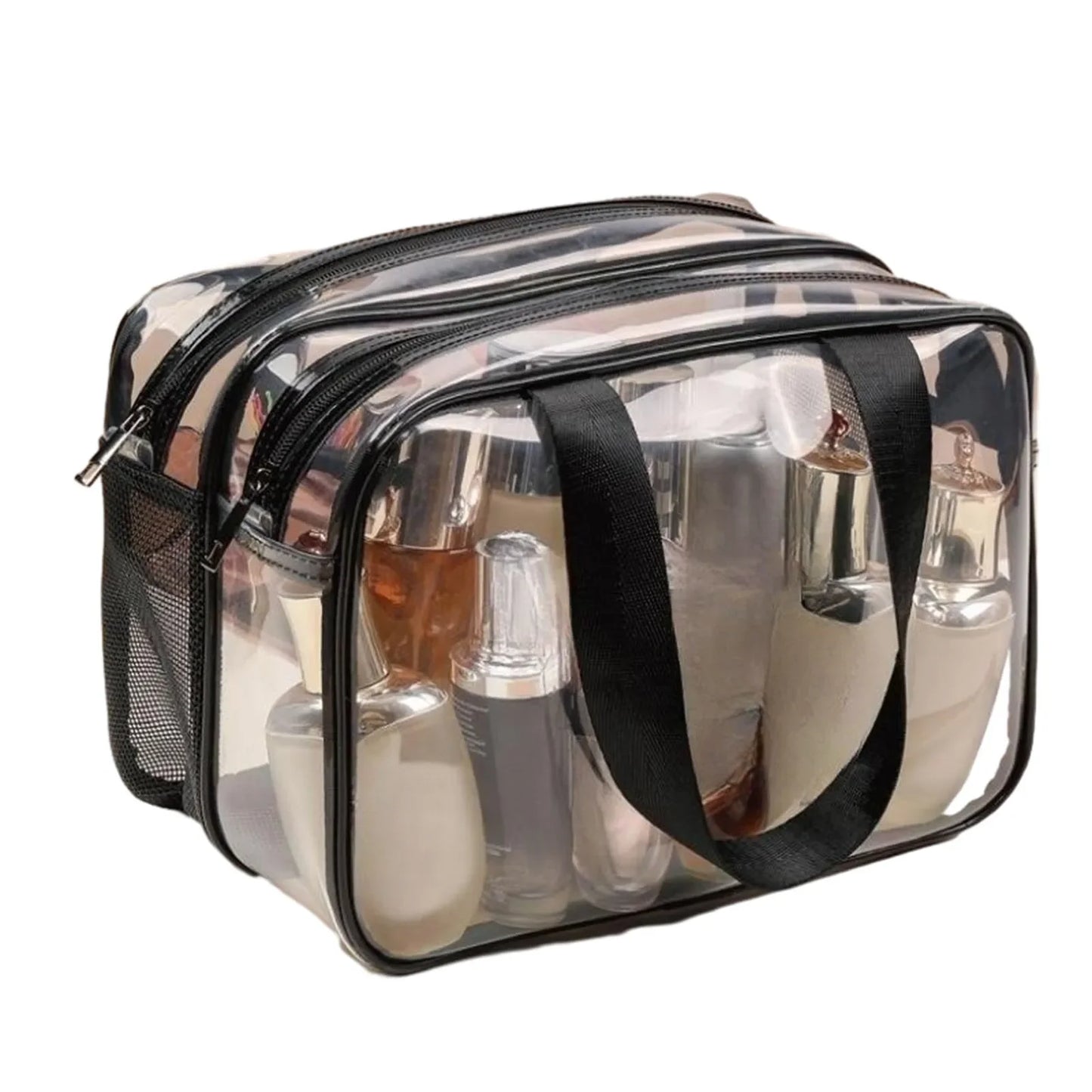 Simple transparent makeup bag double-layer waterproof  wear-resistant dry wet separation makeup bag bathroom washing storage bag