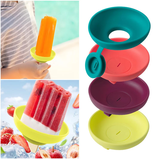 1-4pcs Anti-Drip Ice Cream Bracket Reusable Drip-Proof Popsicle Rack Silicone Popsicle Holder Mess Free Frozen Treats Holder