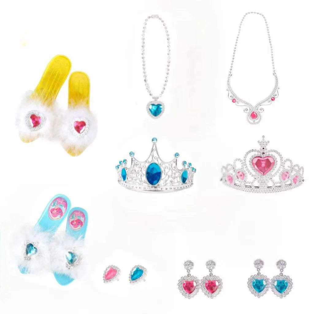 Dress Up Toy Girl Glass Slipper Necklace Earrings Toy Jewelry Set