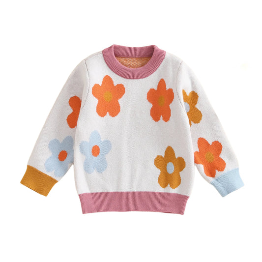 Adorable Infant Autumn Sweaters Stylish Ribbed Crew Neck Cable Knit Pullover Baby Girl Clothes Toddler Tops with Cute Patterns