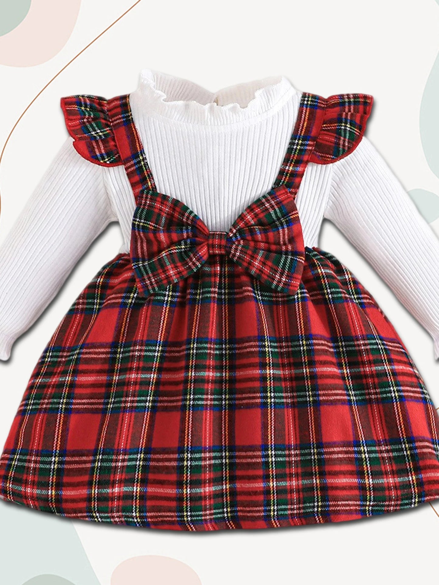 Toddler Christmas Outfit Red and Green Plaid Dress with Matching Headband Festive Holiday Costume for Baby Girl