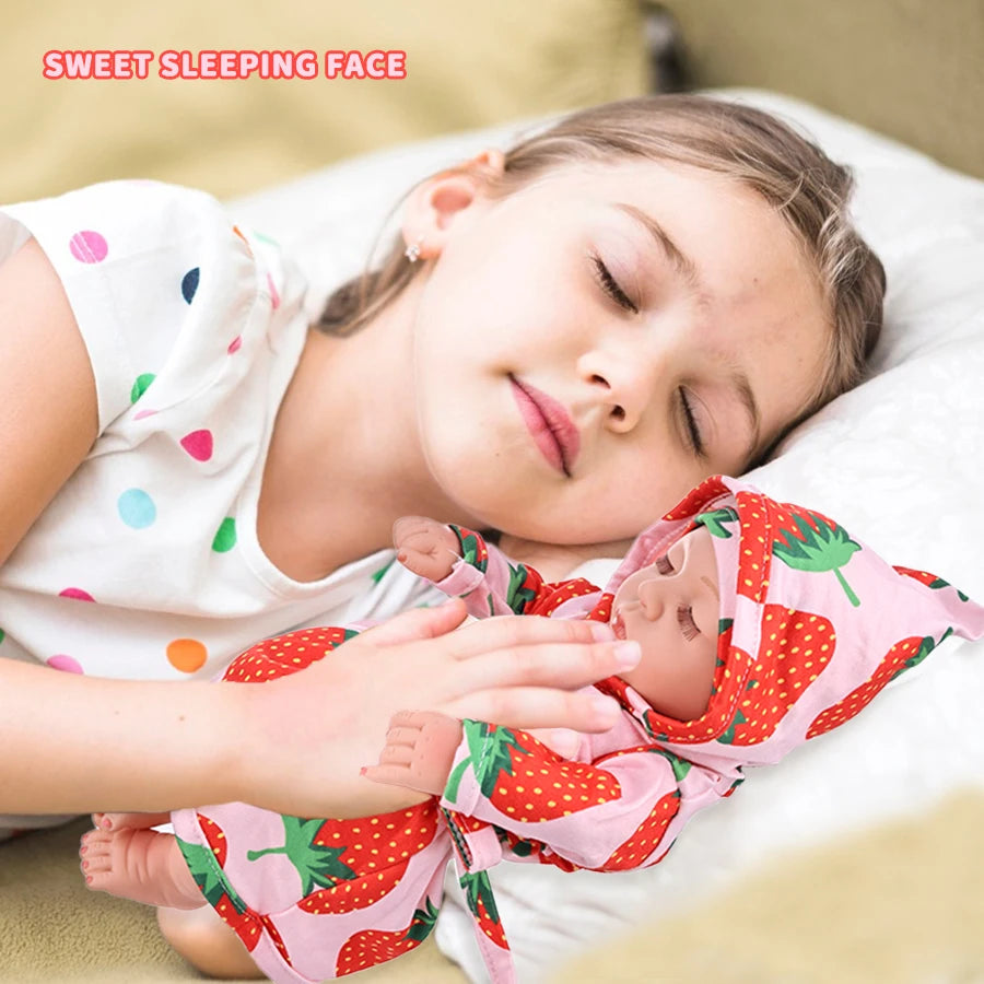 Mini 12Inch/30CM Baby Doll+4pec Clothes Set Cute Soft Robe Pajamas Washable Lifelike Simulation Cuddle Reborn Doll Girl Toy Gift