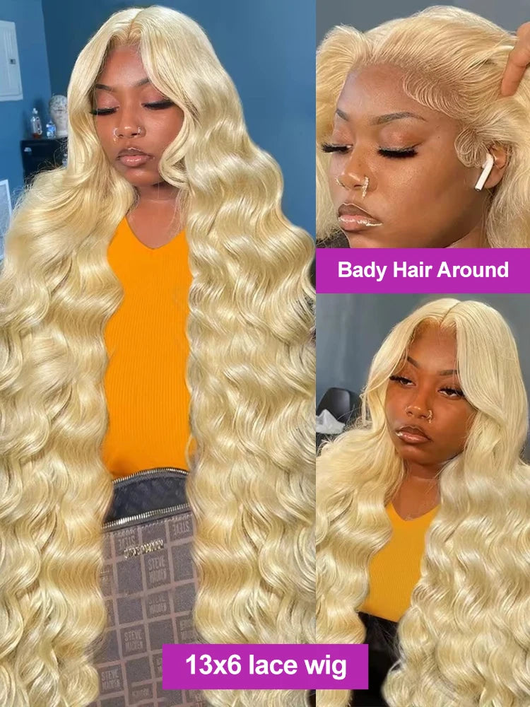 30 40 Inch 13x4 Lace Frontal Wig 613 Honey Blonde Brazilian Remy 613 Colored Body Wave 13x6 Lace Front Human Hair Wigs for Women