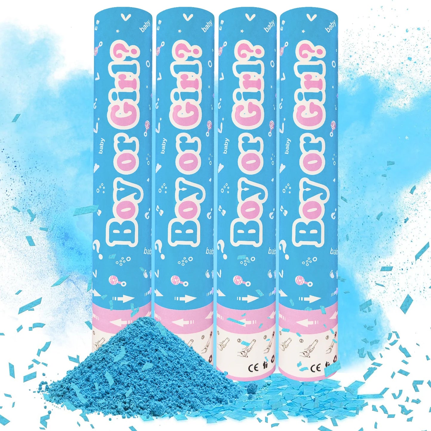 4pcs Gender Reveal ConfettiPink And Blue Confetti Powder Kit Safe Powder Smoke for Baby Shower Boy Or Girl Birthday Party Decor