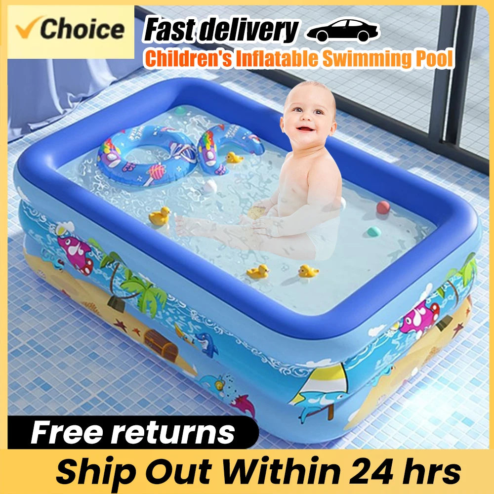 Inflatable Swimming Pool Indoor Outdoor PVC Swimming Pool Cartoon Pattern Thickening Swimming Pools for Toddler Kids Bathtub