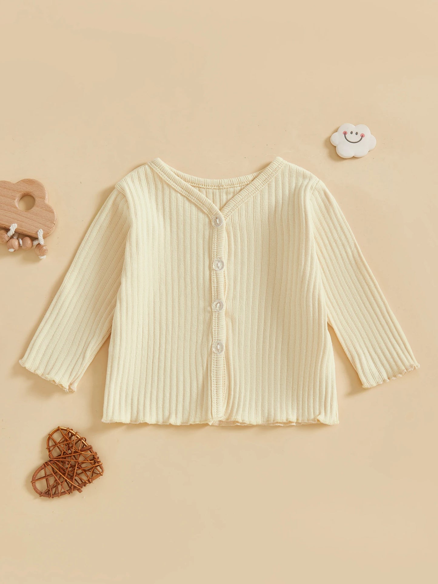 Infant Girls Cozy Knitted Cardigan with Button Front Closure Long Sleeves and Solid Color Design for Warmth and Style
