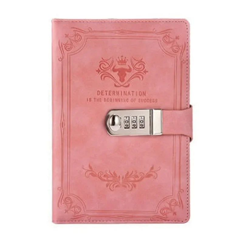 A5  Retro Password Book with Lock Diary Thickened Creative Hand Ledger Student Notepad Stationery Notebook Binder