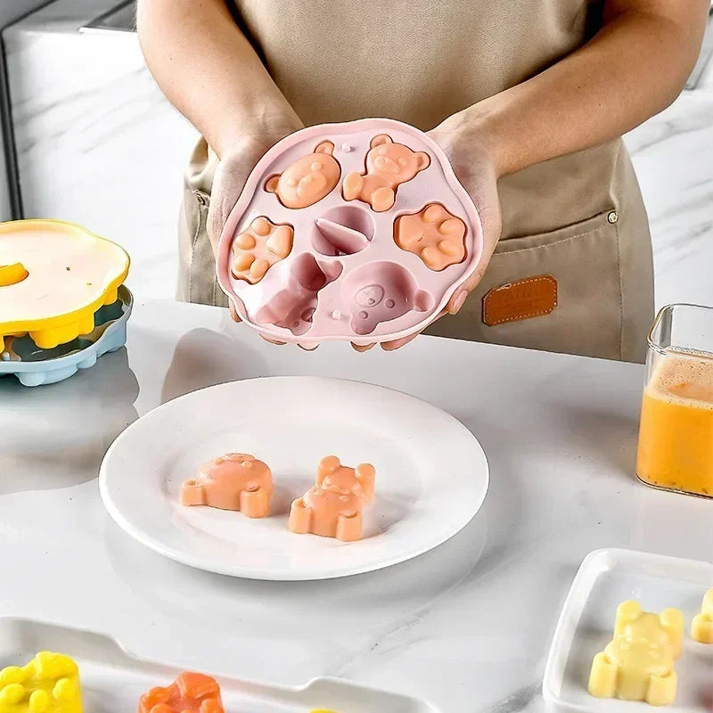 Silicone Covered Bear Ice Cream Jelly Mold for Baby Food Steamed Cake Silicone Mold Jelly Milk Jelly Ice Cube Mold
